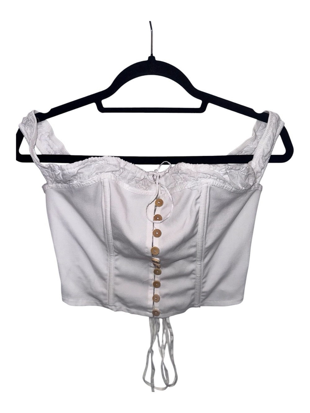 Urban Outfitters White Lace-Trim Corset Crop Top